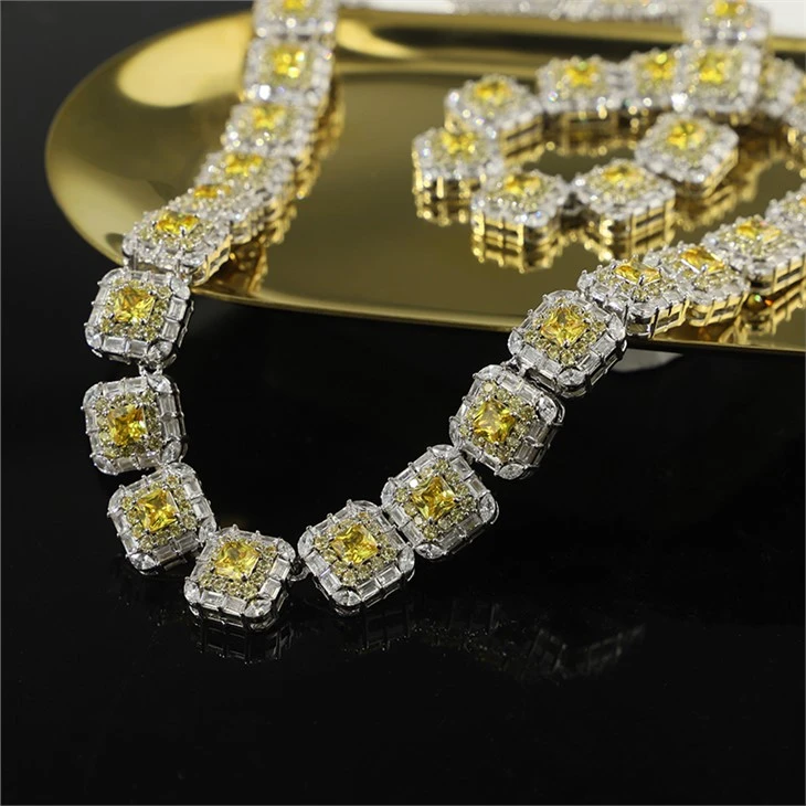 Zircon link chain necklace 03