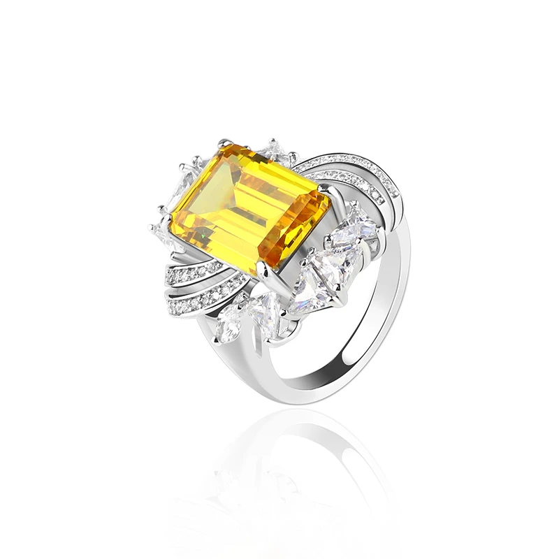 Yellow Diamond Engagement Ring 925 Sterling Silver