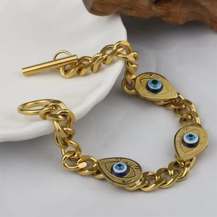 Crystal Copper Stainless Steel Evil Eyes Bracelet Chain Women Crystal Copper Stainless Steel Evil Eyes Bracelet Chain Women